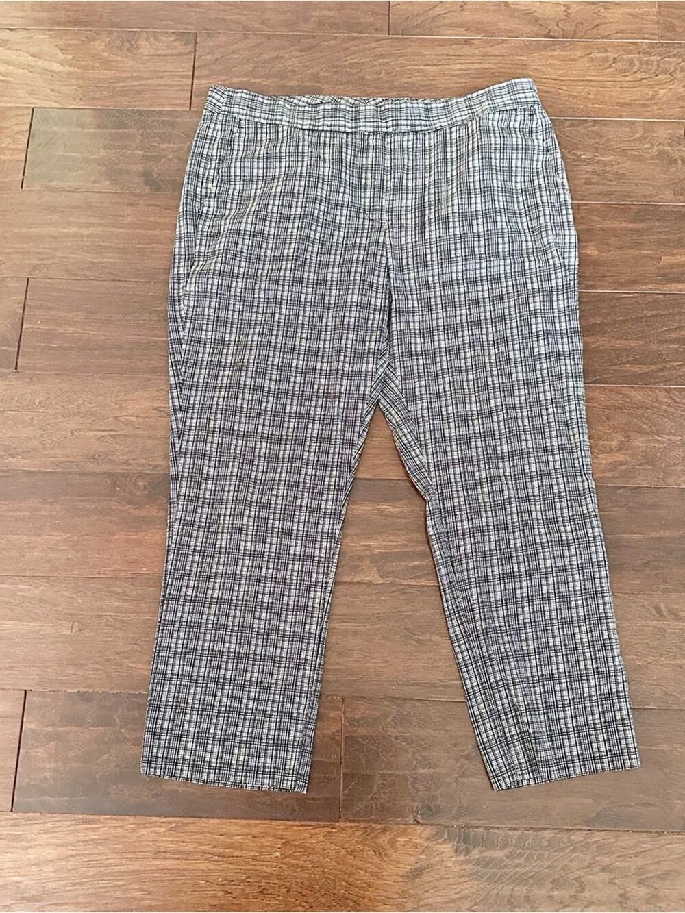 Brooks Brothers 346 Natalie Fit Pants Size 14 Black White Plaid Print Retro